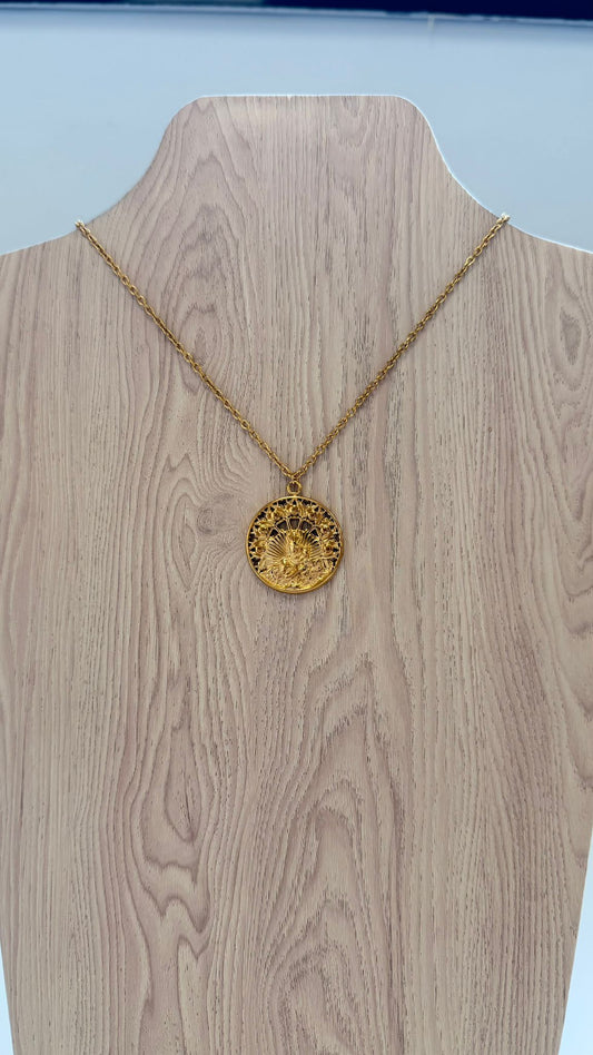 Collar Virgen del Carmen con las 7 Rosas en Acero Inoxidable