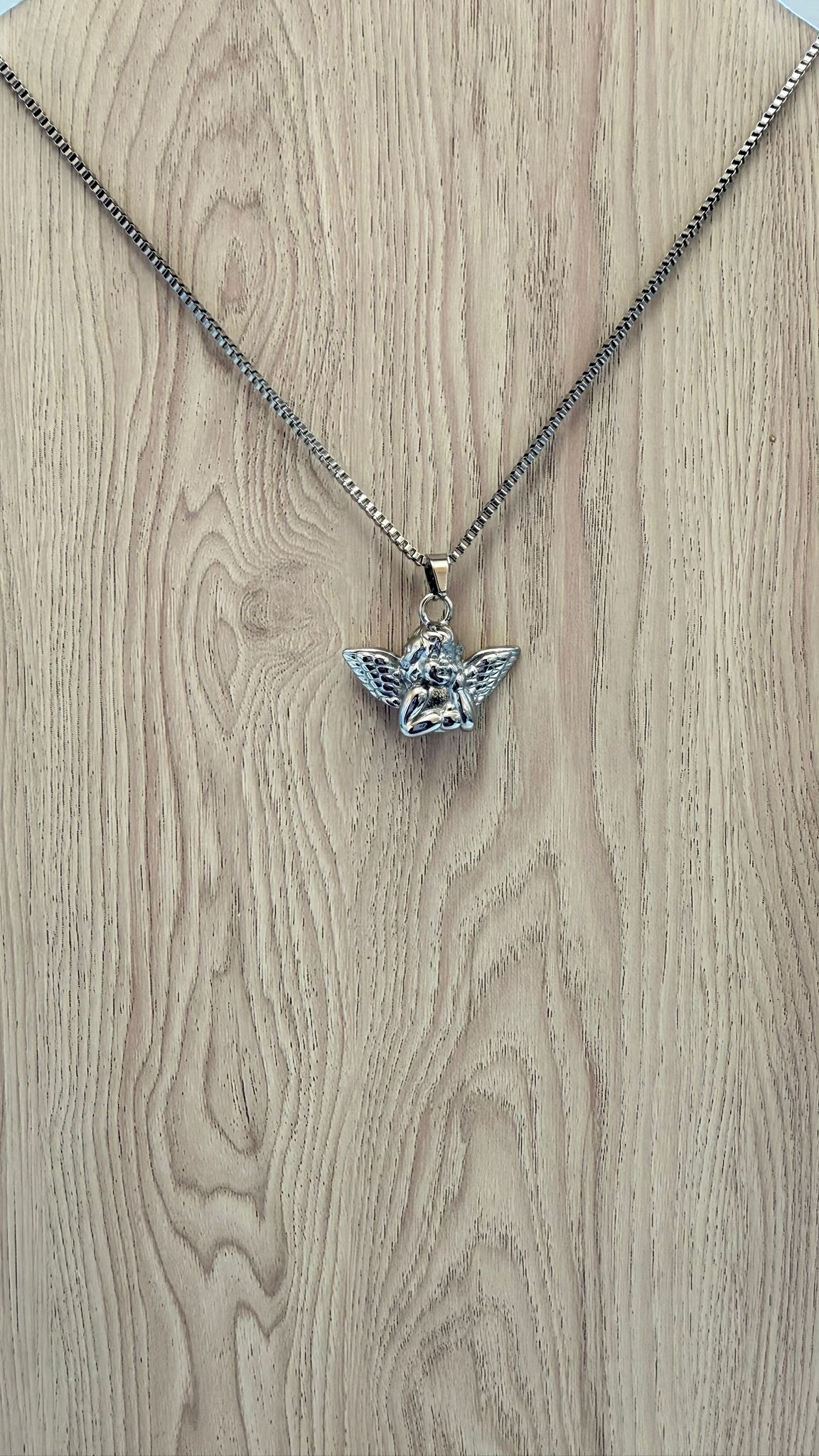Collar Silueta Ángel de la Guarda - Acero Inoxidable