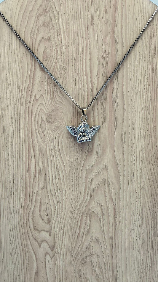 Collar Silueta Ángel de la Guarda - Acero Inoxidable