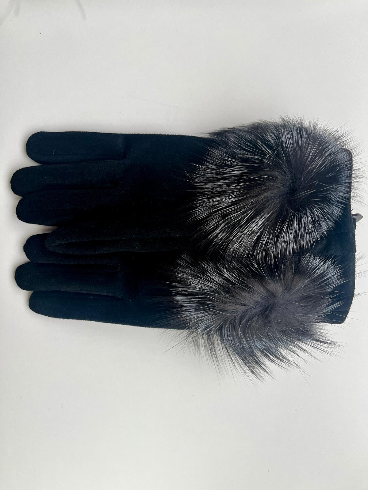Guantes Mujer Piel Vuelta con Detalle de Piel Natural y Cierre de Pelo Suave para Estilo Elegante