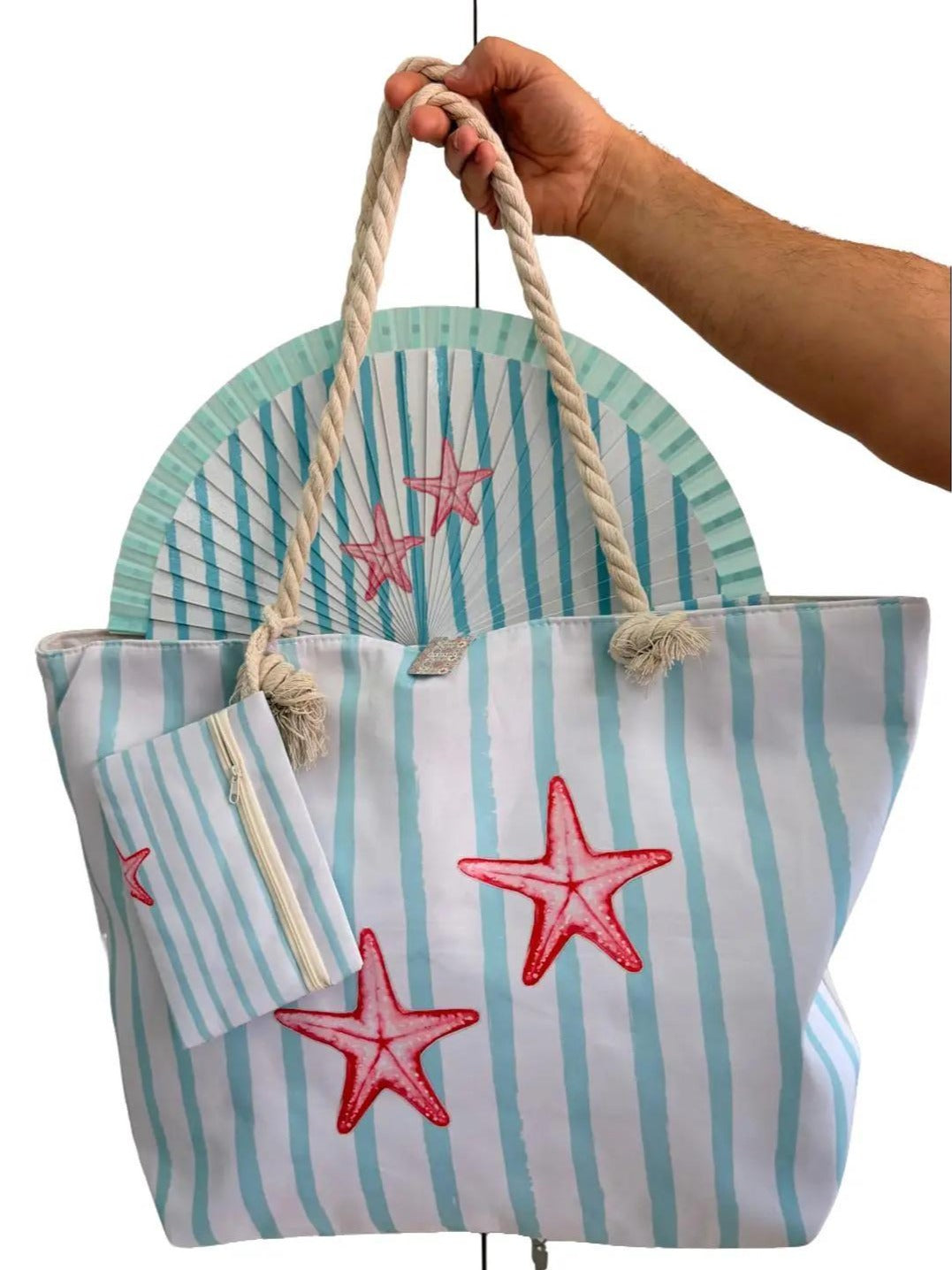 Conjunto Océano - Bolso y Abanico en Varios Diseños - Ideal Para Verano