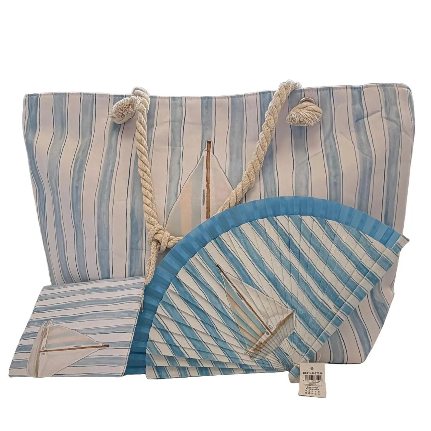 Conjunto Océano - Bolso y Abanico en Varios Diseños - Ideal Para Verano