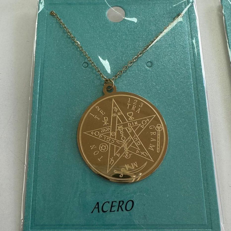 Medallón Tetragramatrón en Plateado y Dorado- Acero Inoxidable