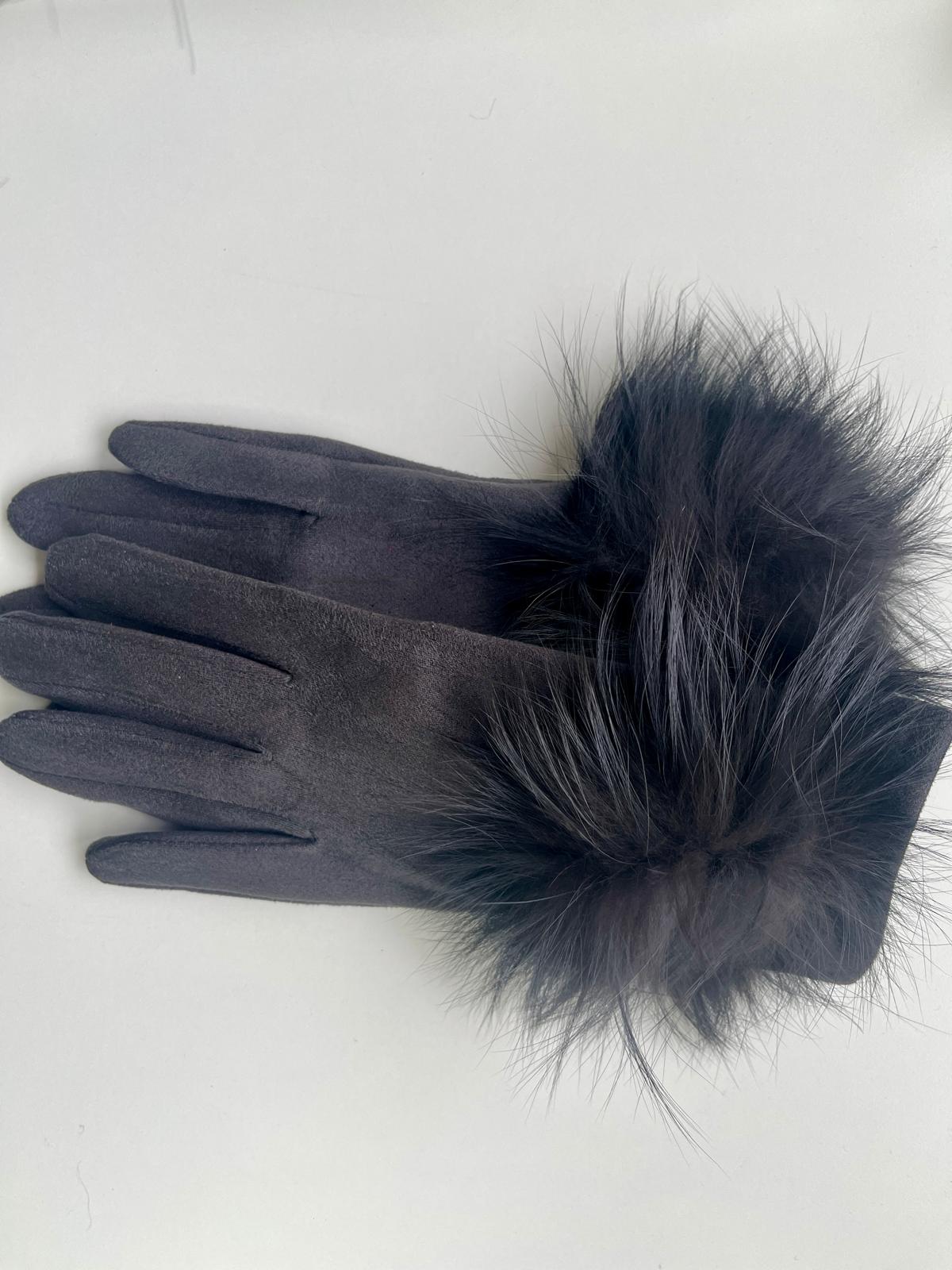 Guantes Mujer Piel Vuelta con Detalle de Piel Natural y Cierre de Pelo Suave para Estilo Elegante